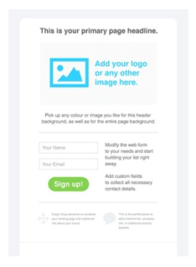 Landing page sign up